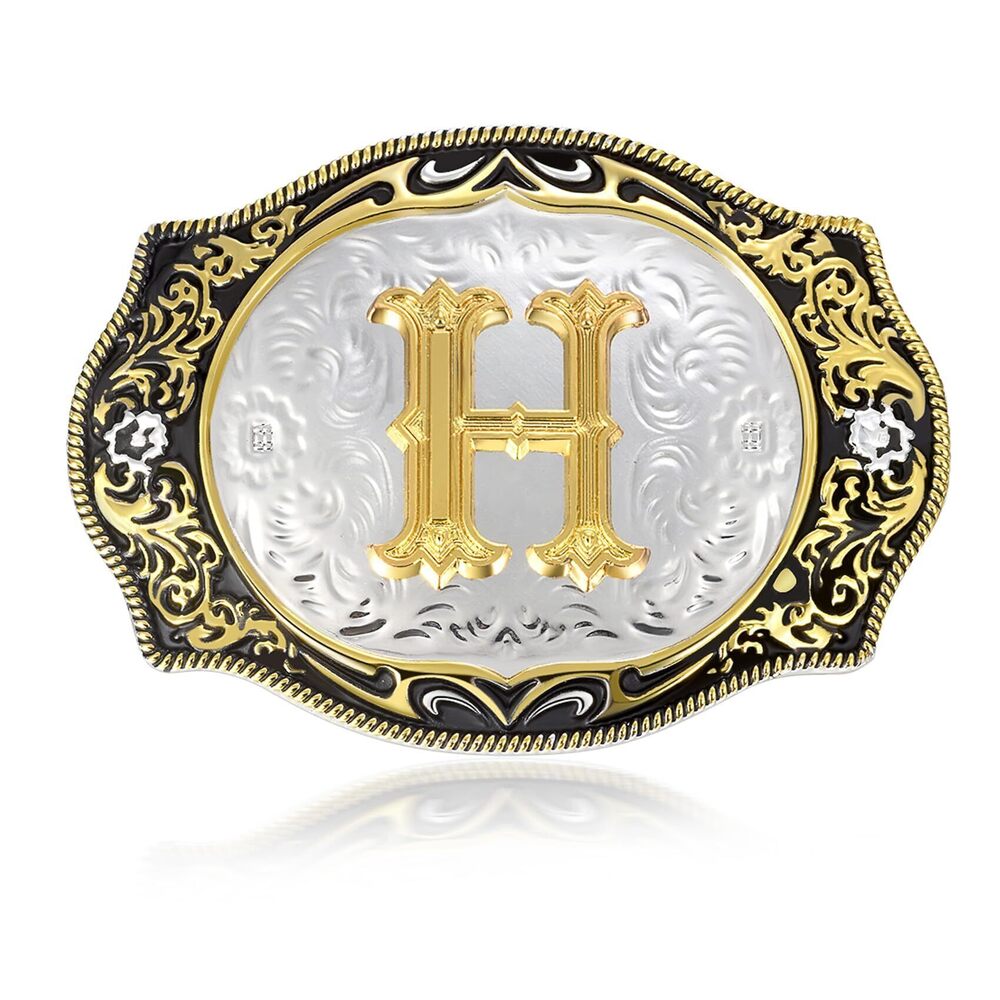 6859 Western Initial Letters Belt Buckle ABCDEFG to XYZ Golden Alphabet